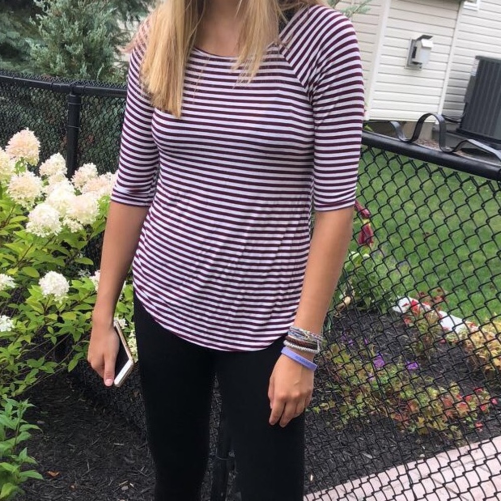 maroon striped long sleeve